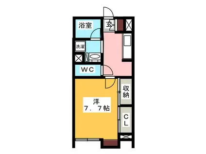 ヒルサイド三ッ沢南(1K/1階)の間取り写真