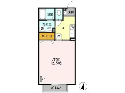 リースランド富士見I(1K/2階)の間取り写真