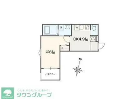 MELLAS西大宮III(1DK/1階)の間取り写真