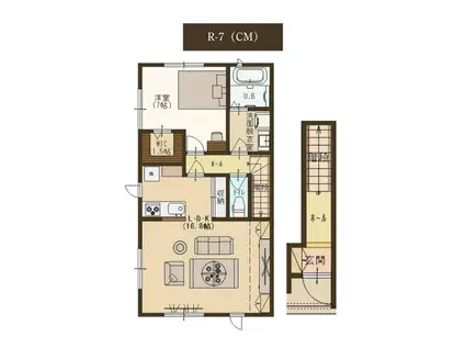 ユーソニアン妙高・渋江A(1LDK/1階)の間取り写真