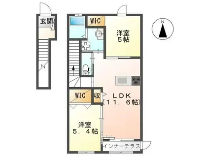 ベルパルティーダ(2LDK/2階)の間取り写真