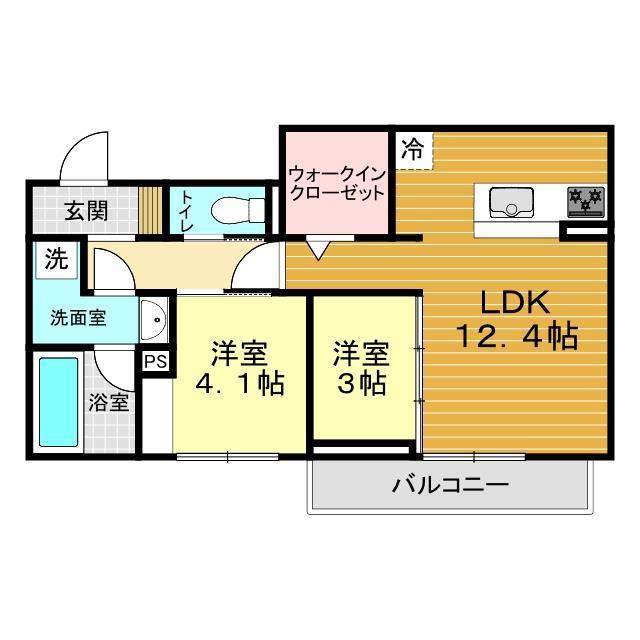 ディアライズ春日町B棟(2LDK/3階)の間取り写真