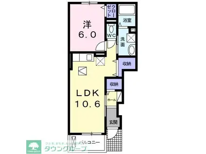 オークヒルズII(1LDK/1階)の間取り写真