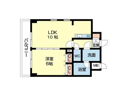 WILLDO礎町(1LDK/7階)の間取り写真