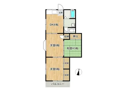 沖ハイツ(3DK/2階)の間取り写真