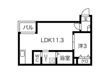 WARREN SHIMOKOMENO III(1LDK/3階)の間取り写真