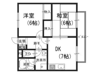 コートエム(2DK/3階)の間取り写真