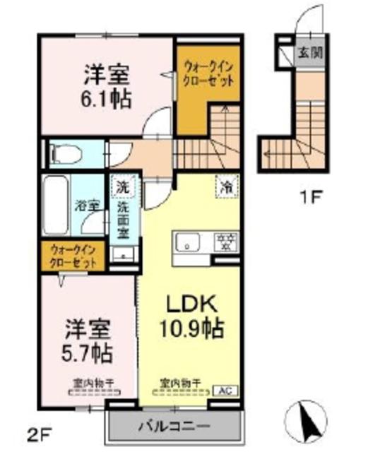 ラルブルボヌール(2LDK/2階)の間取り写真