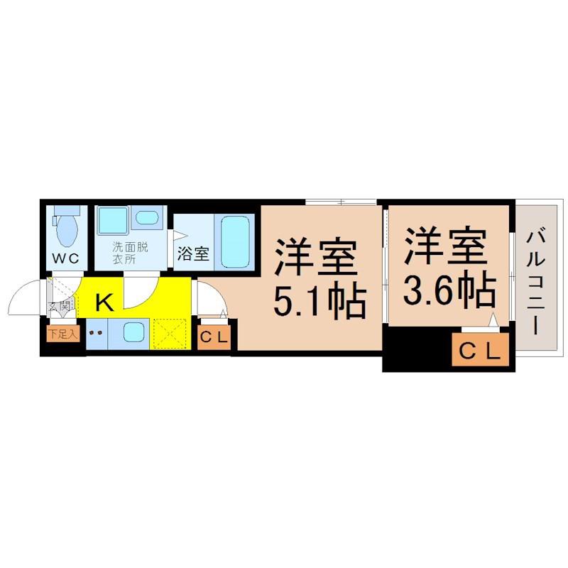 ハーモニーテラス田光町(2K/1階)の間取り写真