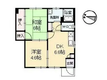 ジェネス立野(2DK/1階)の間取り写真