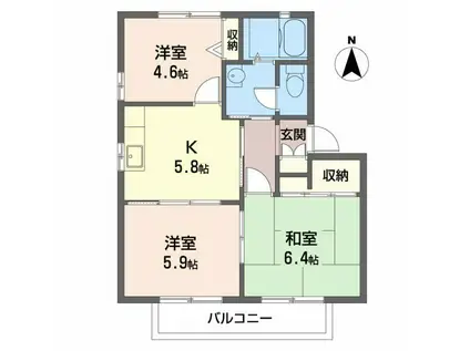 ディアス21(3K/2階)の間取り写真