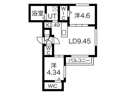 インペリアル トパーズ(2LDK/4階)の間取り写真
