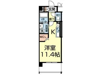 プリマベラ デ 保田窪(ワンルーム/7階)の間取り写真