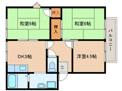 ピノハイツビス(3DK/1階)の間取り写真