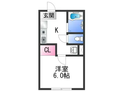 ルフトワン三葛(1K/2階)の間取り写真