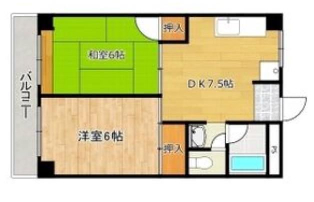 シャトレ東新田(2DK/2階)の間取り写真