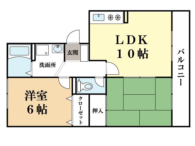 クレールうめみ(2LDK/1階)の間取り写真