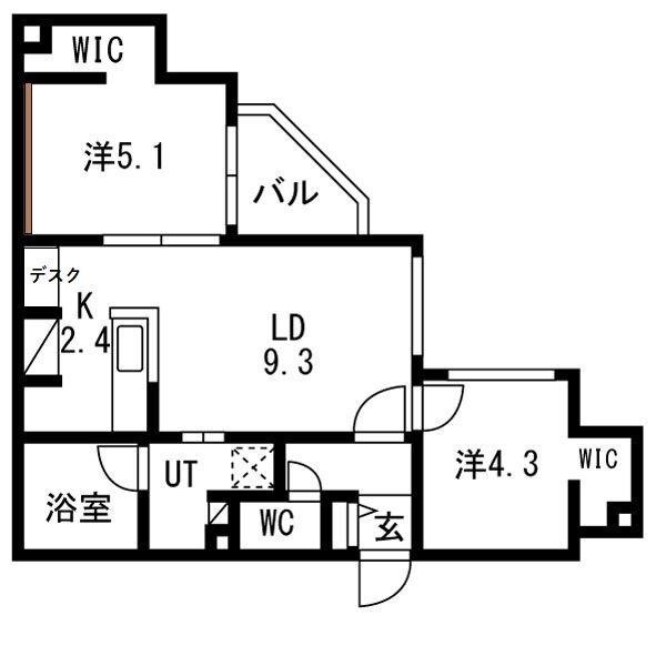 TERRACE SAKURA(2LDK/4階)の間取り写真
