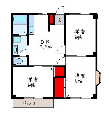 マンションクララ(3DK/2階)の間取り写真