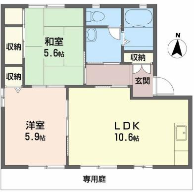 構壱番館A棟(2LDK/1階)の間取り写真