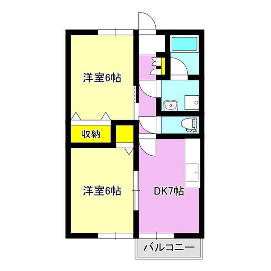ヴィラ・コスモス(2DK/1階)の間取り写真