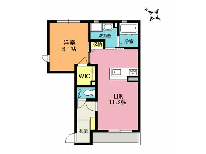 SHMリラフォートA(1LDK/1階)の間取り写真