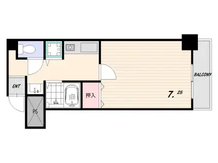 地下鉄西神・山手線 板宿駅 徒歩5分 5階建 築28年(1K/4階)の間取り写真