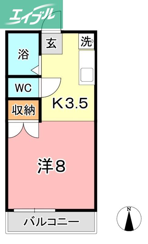マイ・ディアライフ浜(1K/2階)の間取り写真