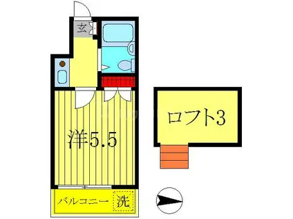 ルミエール柏第2(ワンルーム/2階)の間取り写真