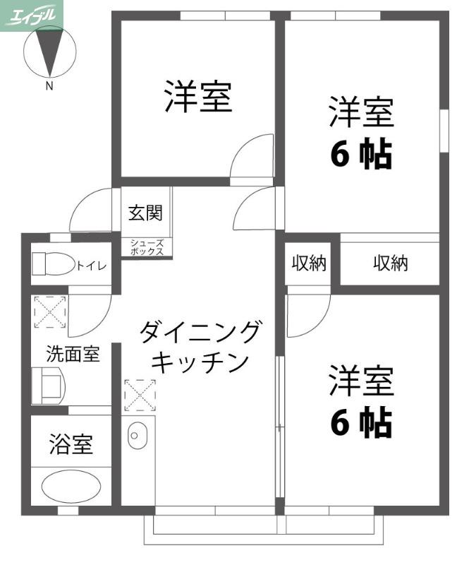 ベルメゾン西市B(3DK/1階)の間取り写真