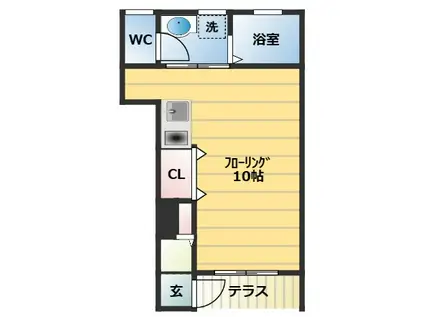 ル・シータ(ワンルーム/1階)の間取り写真