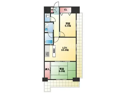 朝日プラザ上本町(2LDK/12階)の間取り写真