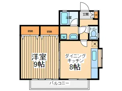 プランドールⅡ(1DK/1階)の間取り写真