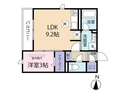 セレスティア本荘中ノ町(1LDK/1階)の間取り写真
