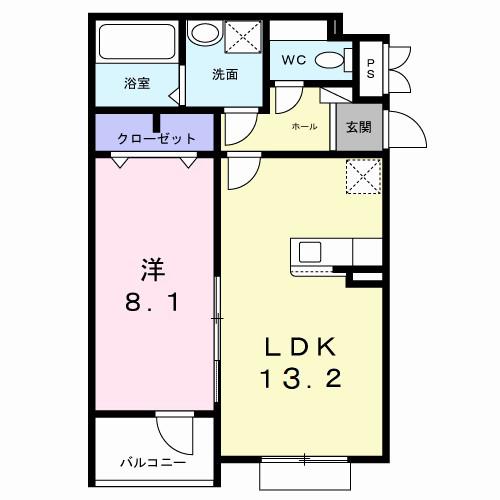 ヒカルサ岸和田畑町(1LDK/3階)の間取り写真