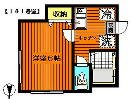 メゾンドサフラン(1K/1階)の間取り写真