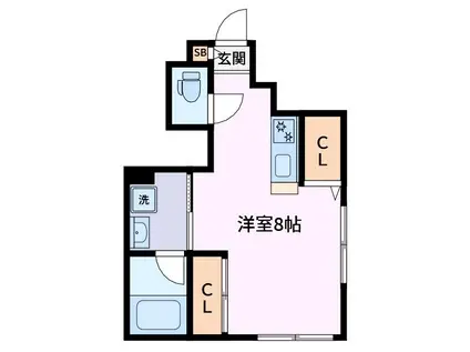 ロイヤルアーデンV(ワンルーム/1階)の間取り写真