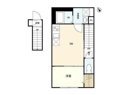 ウェルスクエア若林(1DK/2階)の間取り写真