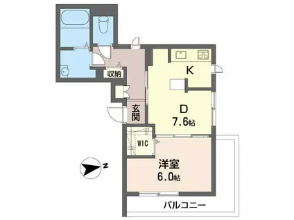 ベレオ紀三井寺(1DK/2階)の間取り写真