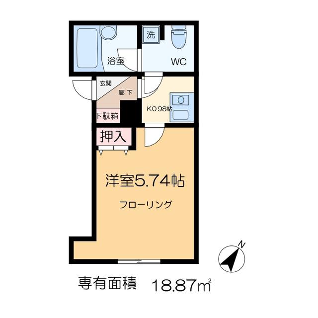リナージュ(1K/2階)の間取り写真