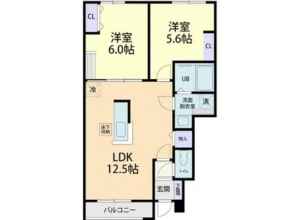 7/15鹿沼市西鹿沼町2LDK(2LDK/1階)の間取り写真