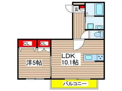 フリーデン平井(1LDK/3階)の間取り写真