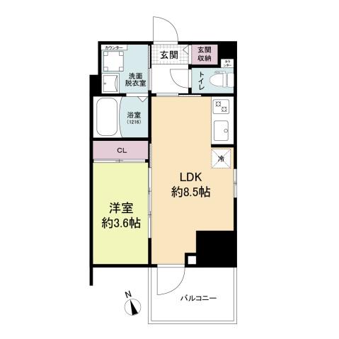 LASANTE舟入本町(1LDK/9階)の間取り写真