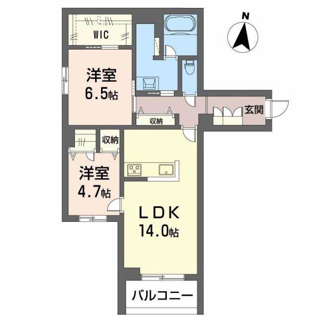 ラウンドヒルズK(2LDK/2階)の間取り写真