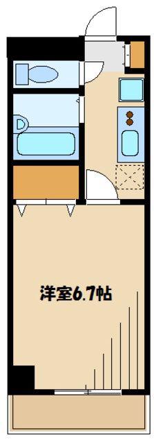 ヴィータローザ東府中(1K/4階)の間取り写真