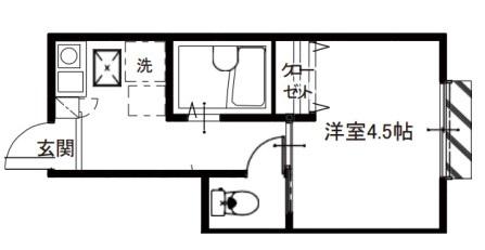 メルディア与野本町(1K/1階)の間取り写真