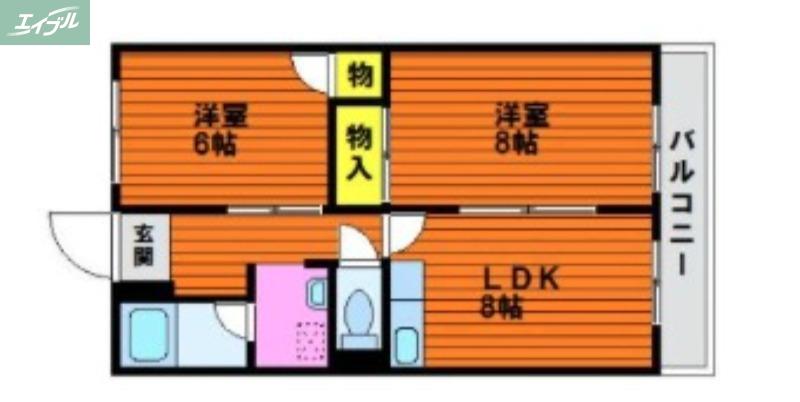 カウル十日市(2LDK/10階)の間取り写真
