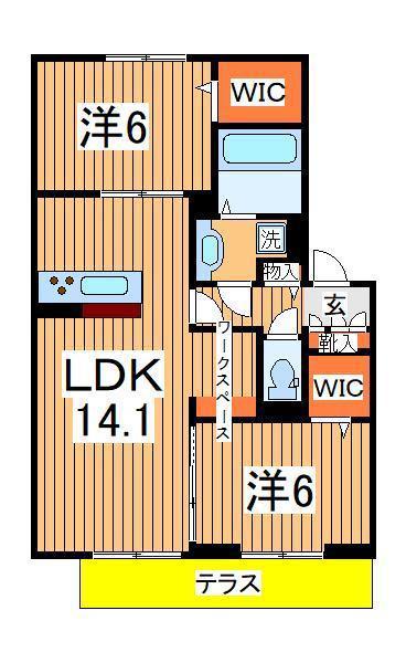 グリシーナ(2LDK/1階)の間取り写真
