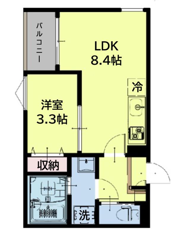 REGALESTボヌール南仙台(1LDK/2階)の間取り写真