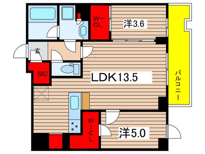 シーズンフラッツ両国サウス(2LDK/5階)の間取り写真